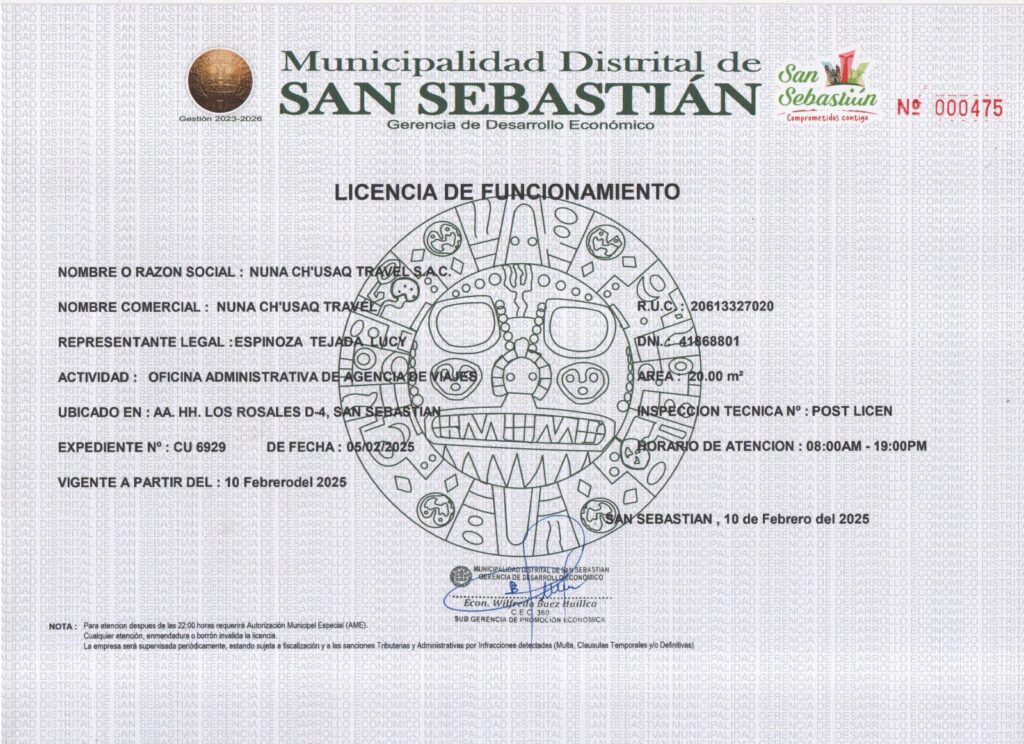 Certificado de licencia municipal de funcionamiento